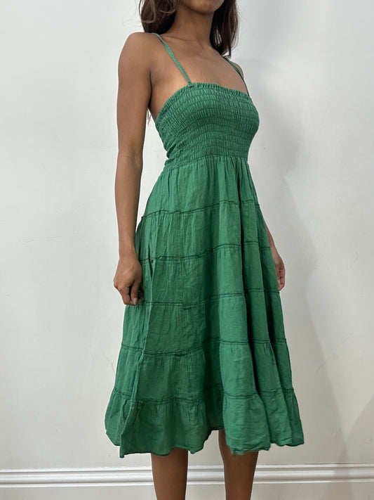 easter edit | small green ruched midi dress