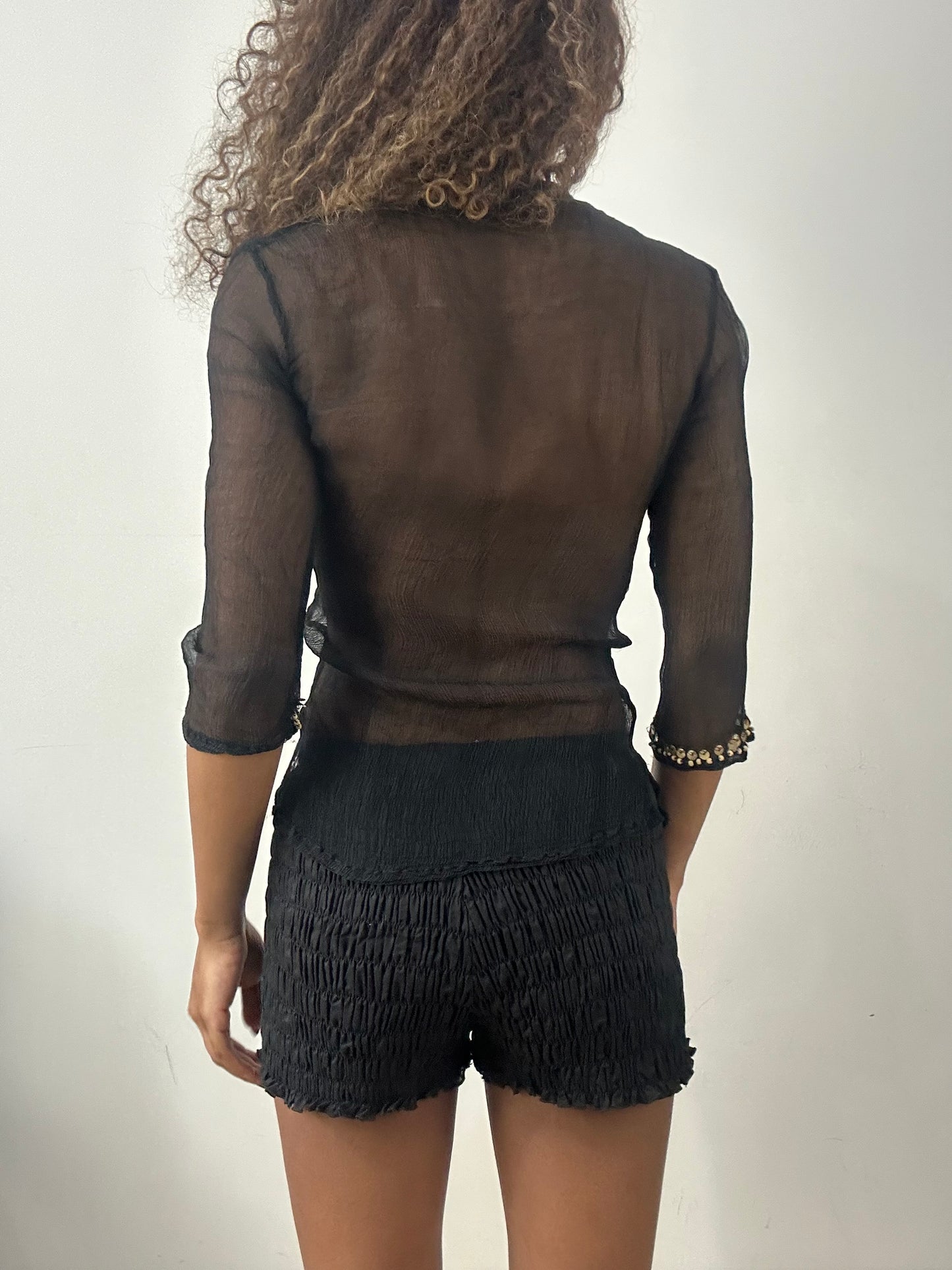 vintage edit: valentine’s day | small black sheer 3/4 length sleeve top