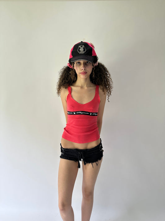festival drop | small pink playboy ribbed tank top