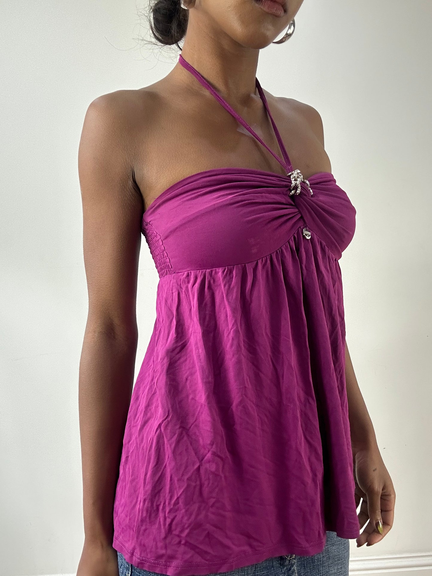 LFW edit | small purple bandeau halterneck top