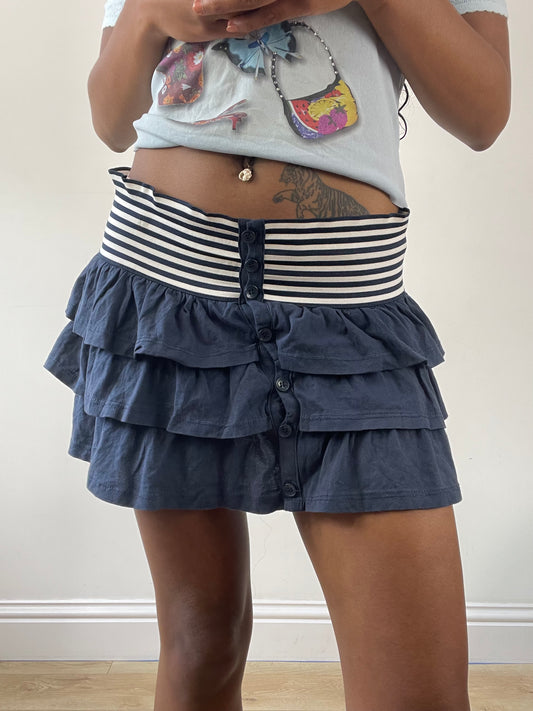 vintage edit twenty-five | small blue rara mini skirt with white striped waistband