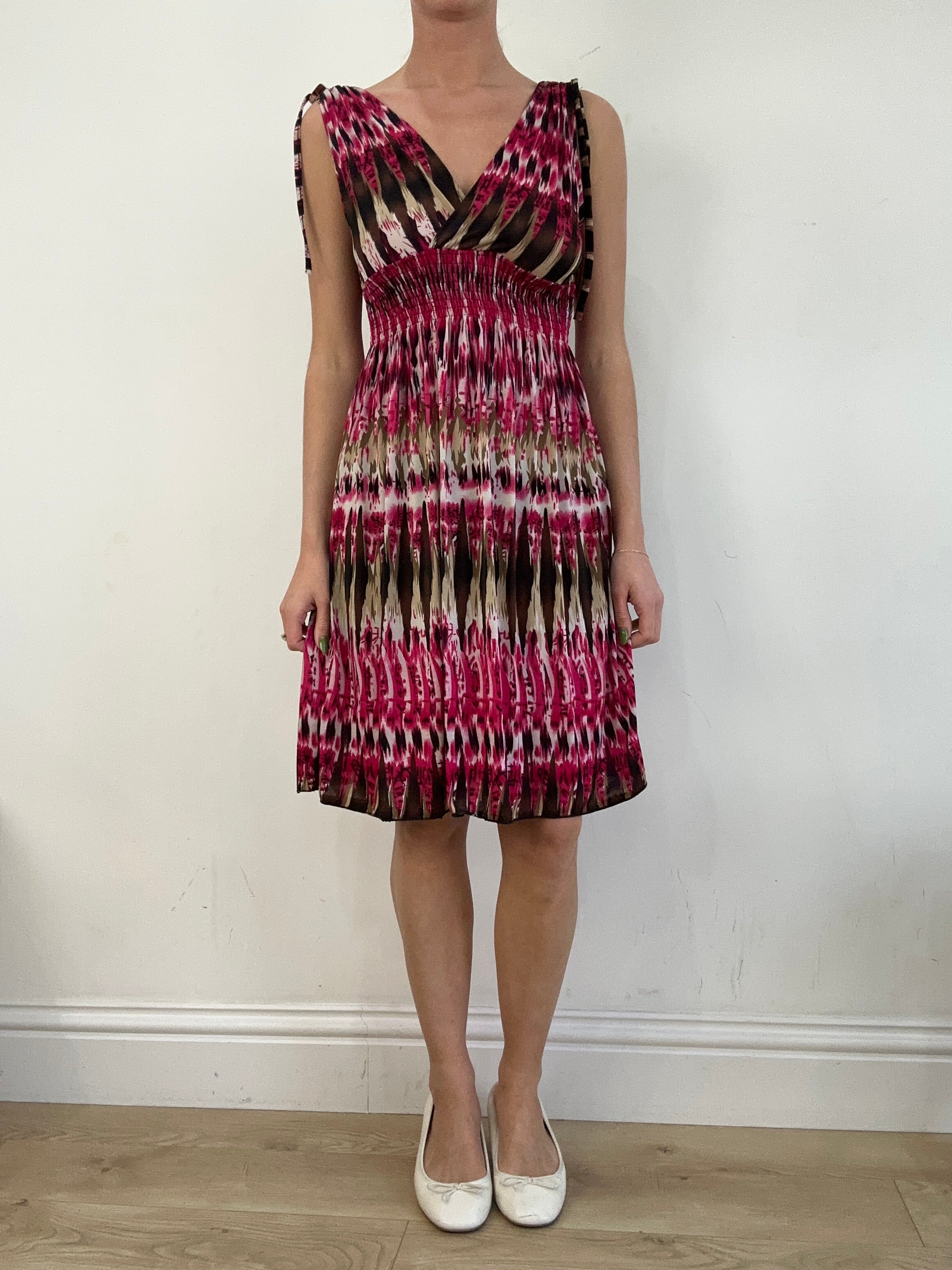 BEST PICKS | medium pink and brown abstract print dress