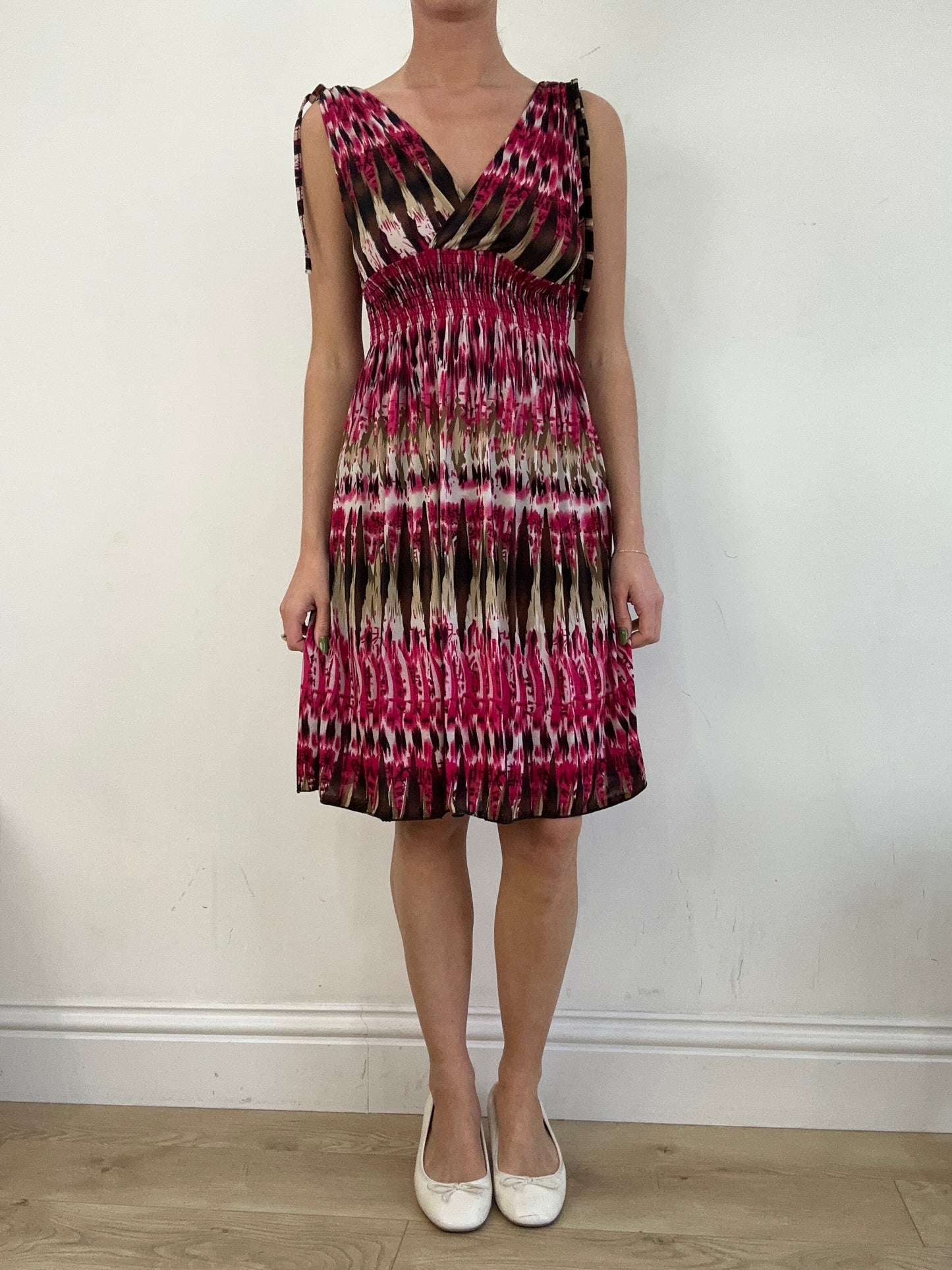 BEST PICKS | medium pink and brown abstract print dress