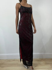 romantic grunge edit | small/medium red mesh overlay maxi dress