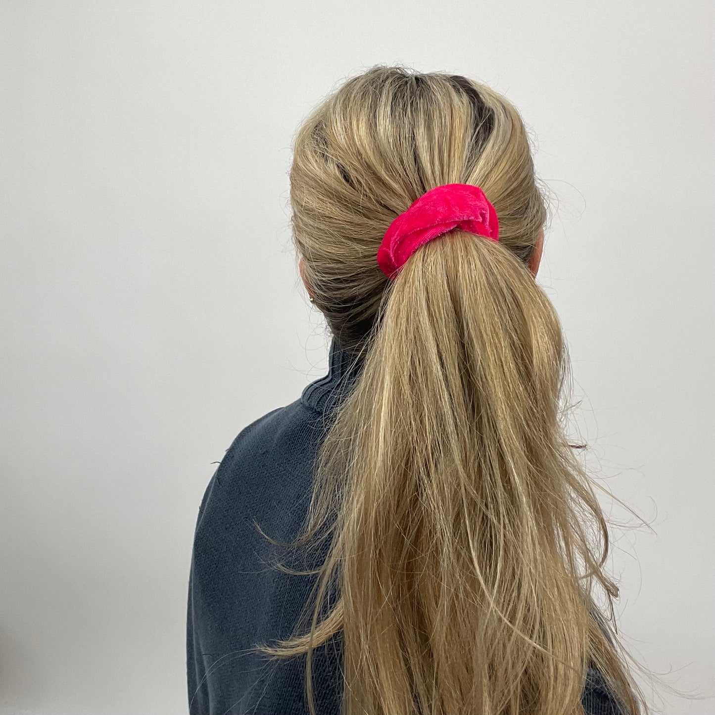 💻⭐️ | small neon hot pink velvet scrunchie