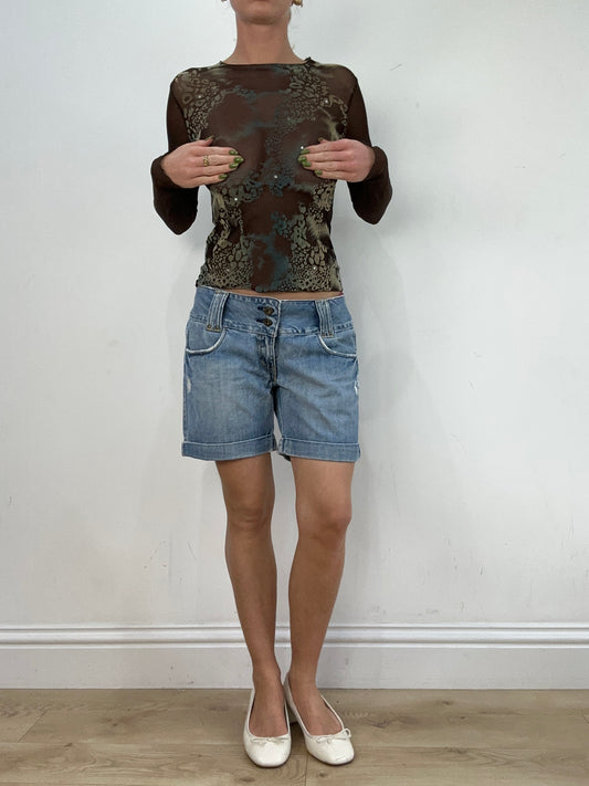 vintage edit seventeen | small mid wash denim longline shorts