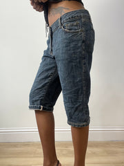 vintage edit thirty-two | medium blue knee length denim shorts