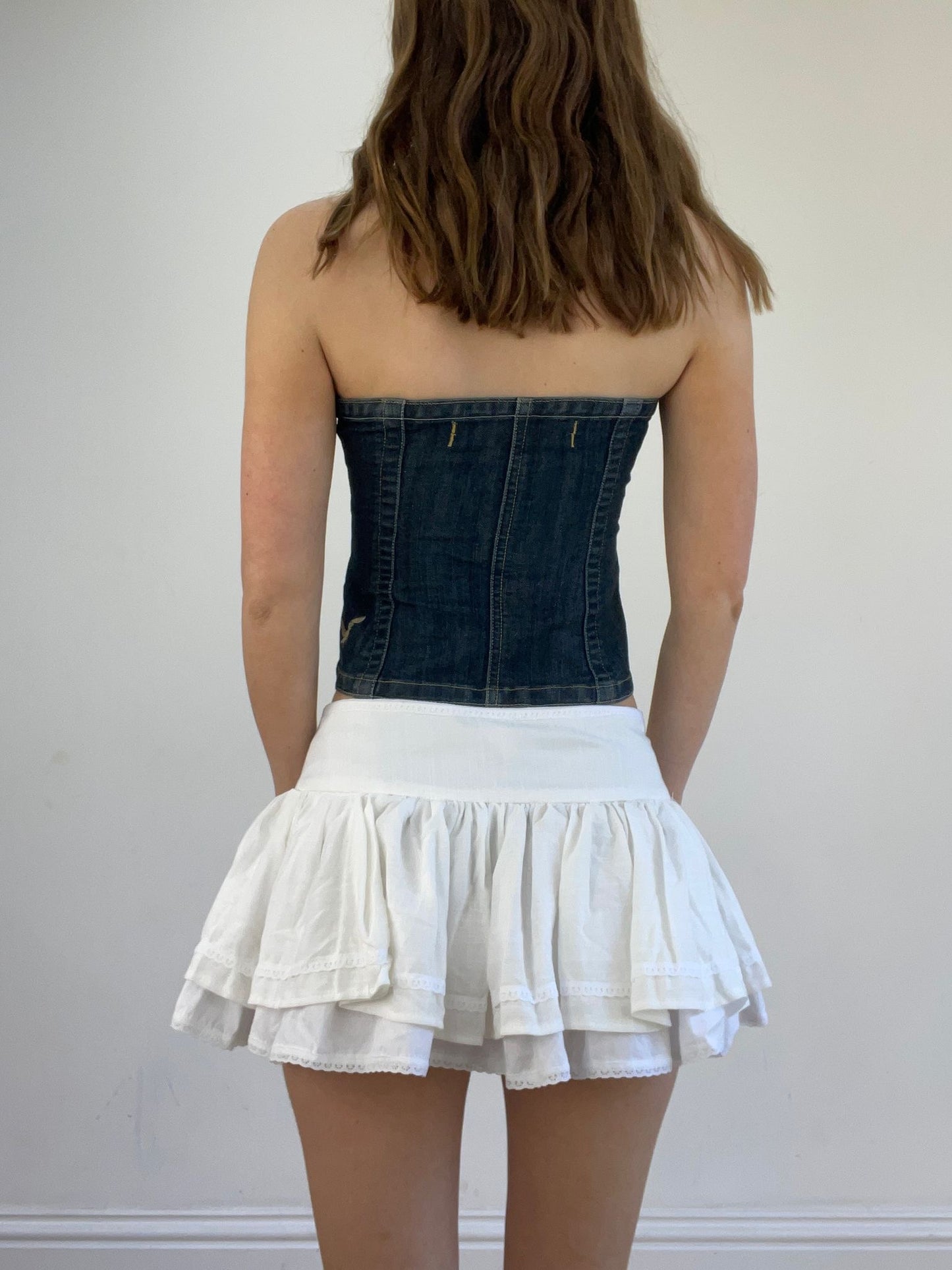 vintage edit seventeen | xxs dark wash denim bandeau top