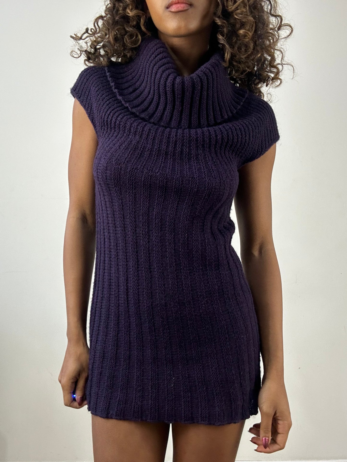 vintage edit thirty-four | small purple ribbed knit mini dress