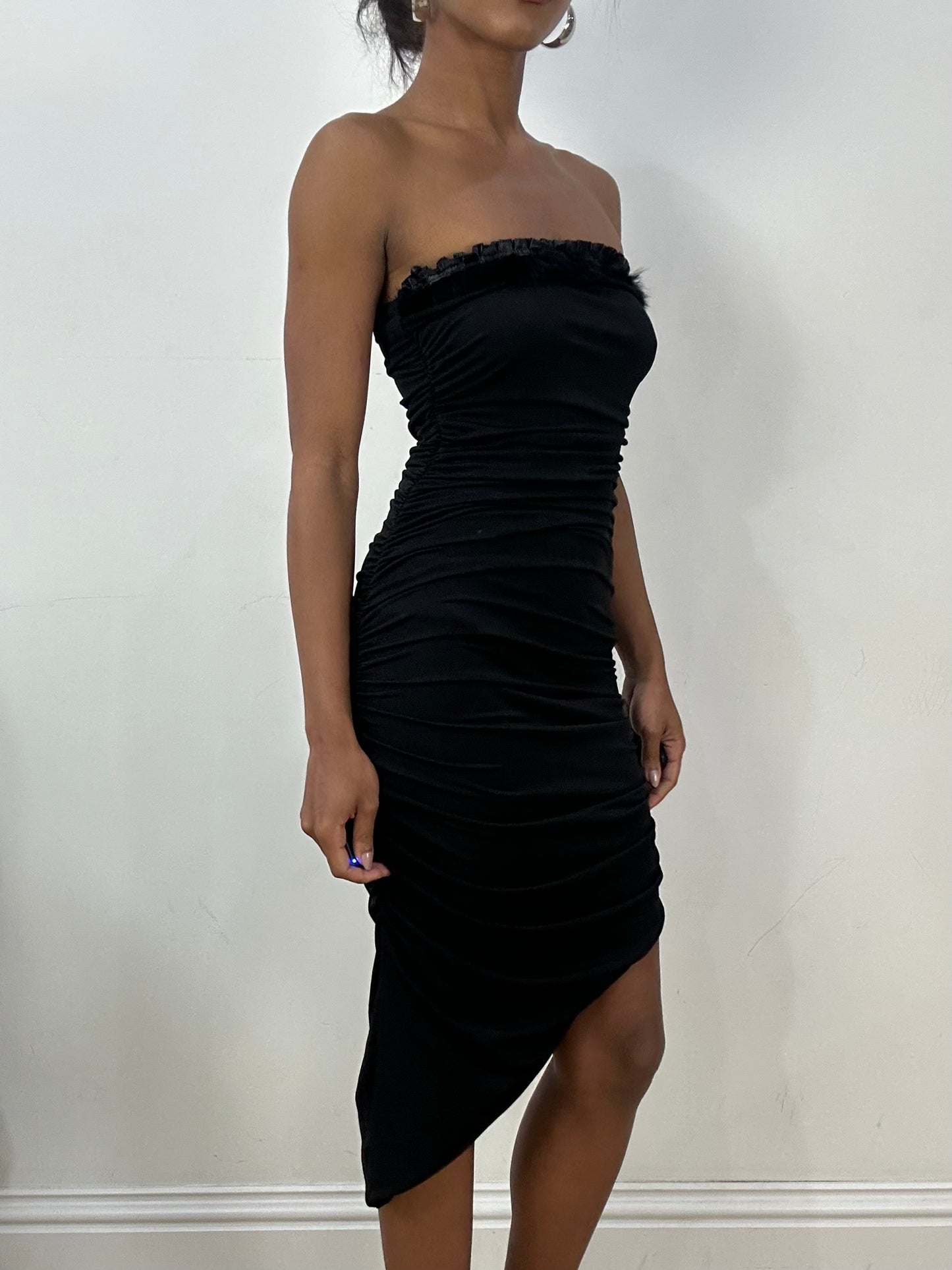 vintage edit: halloween | small black ruched bandeau midi dress