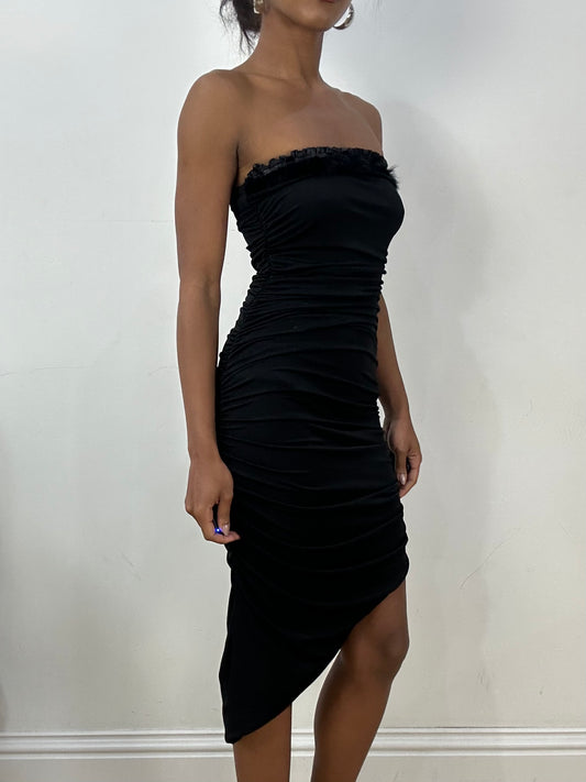 vintage edit: halloween | small black ruched bandeau midi dress