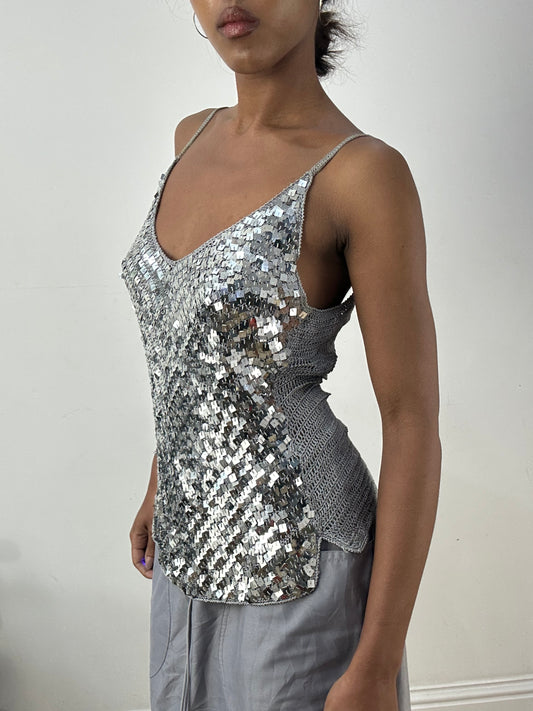 BEST PICKS | small grey cami top with square sequins