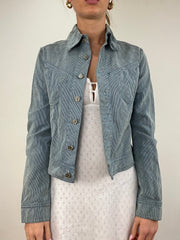 Vintage edit six | chaqueta de versace acanalada azul extra pequeño