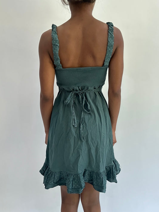 french summer drop | small green mini dress
