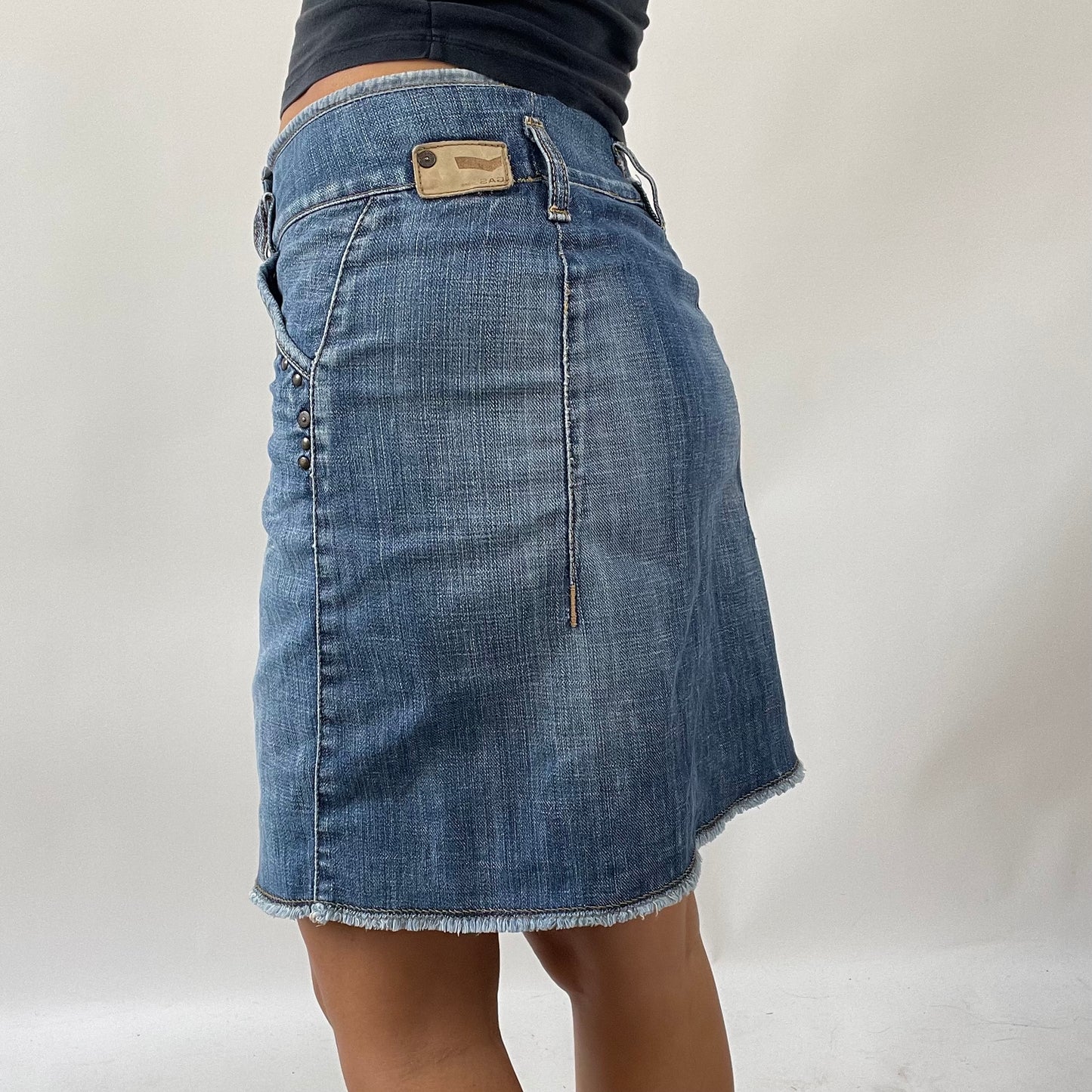 FRESHERS FIT DROP | small denim wrap skirt with studs