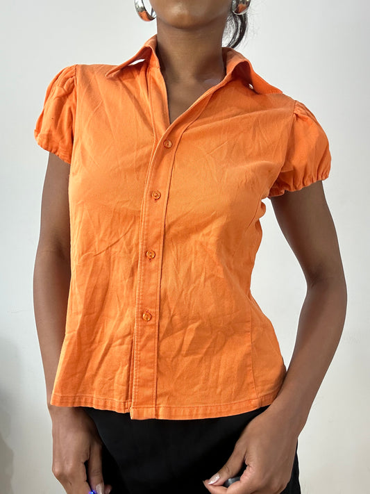 vintage edit: halloween | small orange short sleeve button up shirt