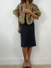 vintage edit thirty-four | small brown leopard print faux fur shawl