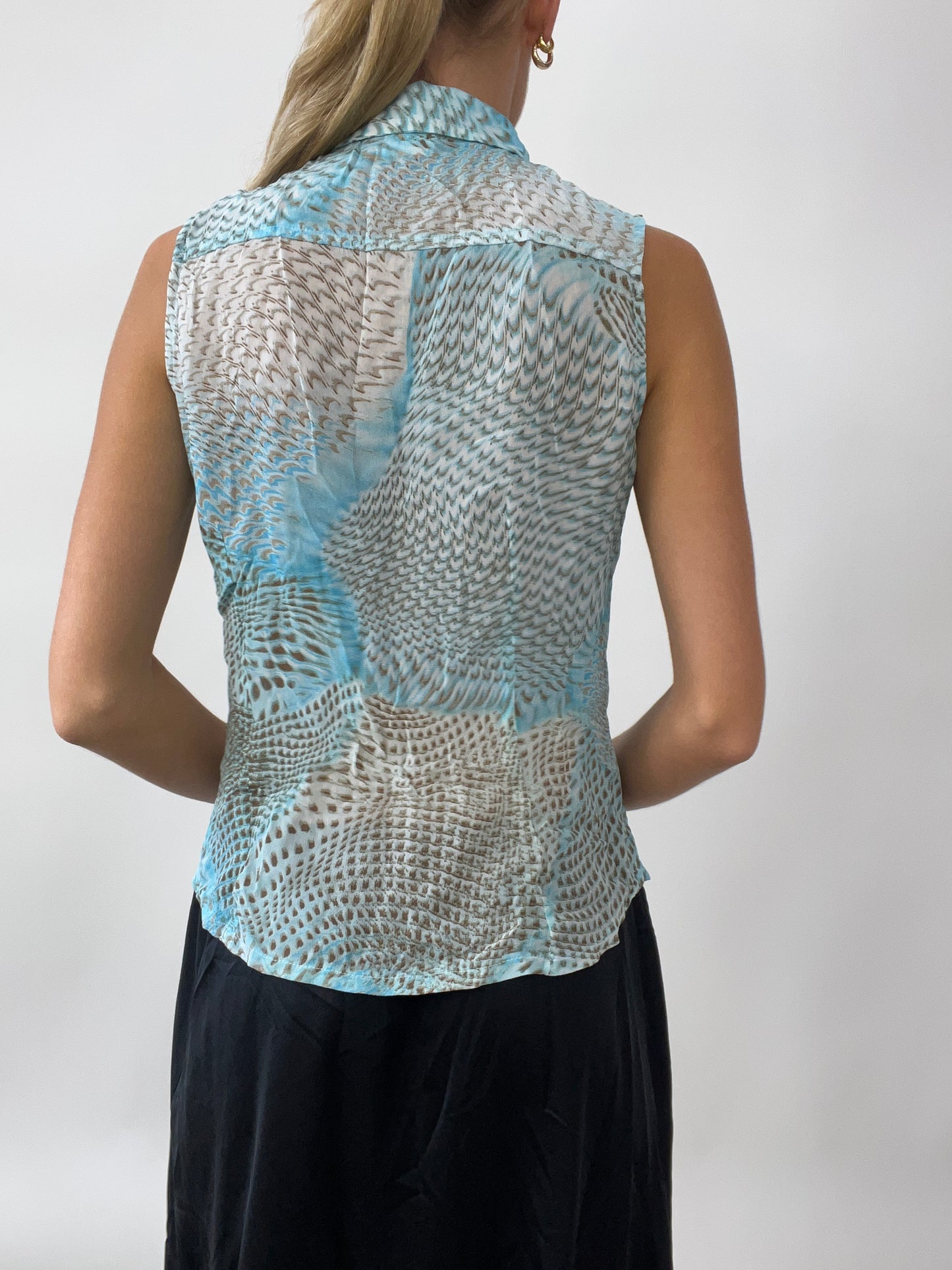 GIRLS TRIP DROP | small blue and grey sheer set with maxi skirt and blouse