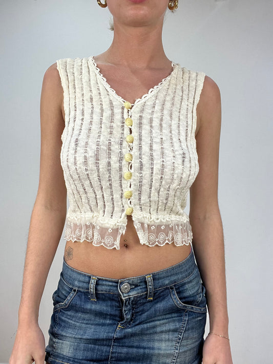 vintage edit nine | small white knitted lace cami