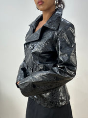 vintage edit: halloween | medium black faux crocodile print jacket