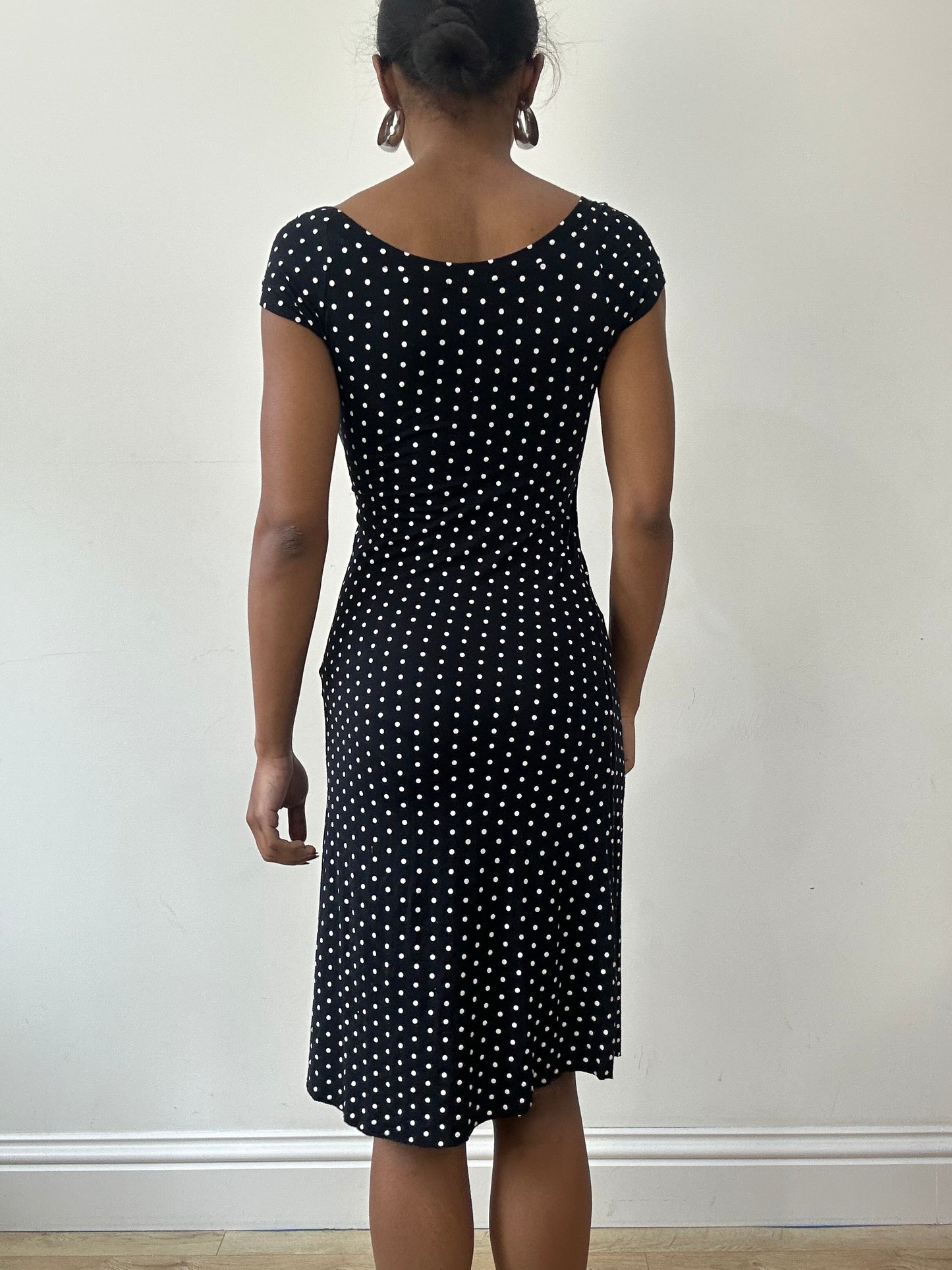 vintage edit thirty-one | small black midi dress with polka dot print