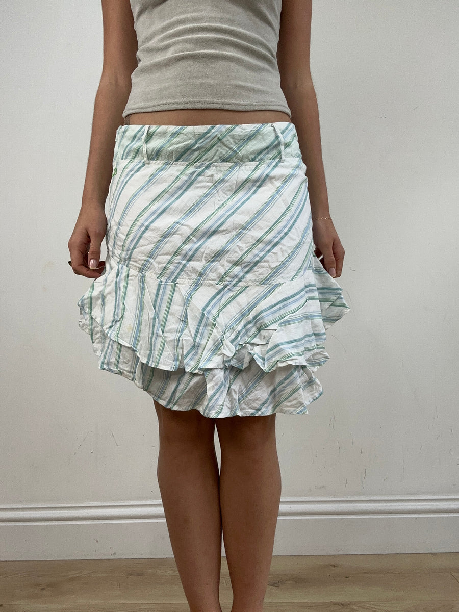 💻‼️ white and blue o’neill midi skirt with stripe detail