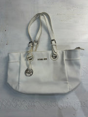 gossip girl drop | one size white michael kors bag with gold-tone hardware