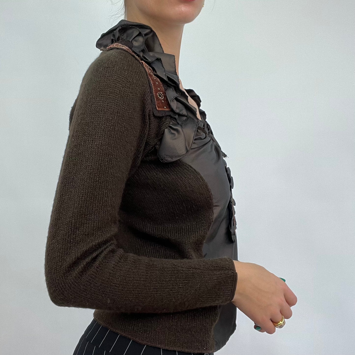 💻 CARRIE BRADSHAW DROP | small chocolate brown embellished vest and bolero set