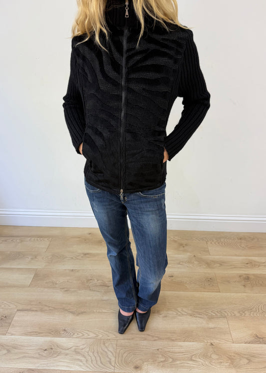 small black zebra print jacket