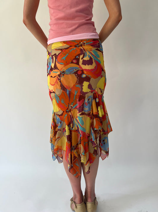 SATC drop | large multicoloured patterned midi skirt