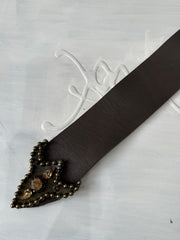 BEST PICKS | brown faux leather belt with rhinestone and beaded buckle