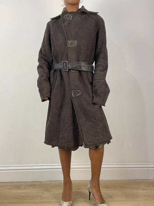 vintage edit thirty-six | الجلد البني متوسط الجلدية faux suede سترة