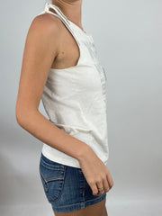 ADDISON RAE DROP | taille: M · couleur: blanc · article: débardeur · détails: motif graphique + lien + bretelles