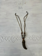COASTAL COWGIRL DROP | black hook style necklace with silver beads