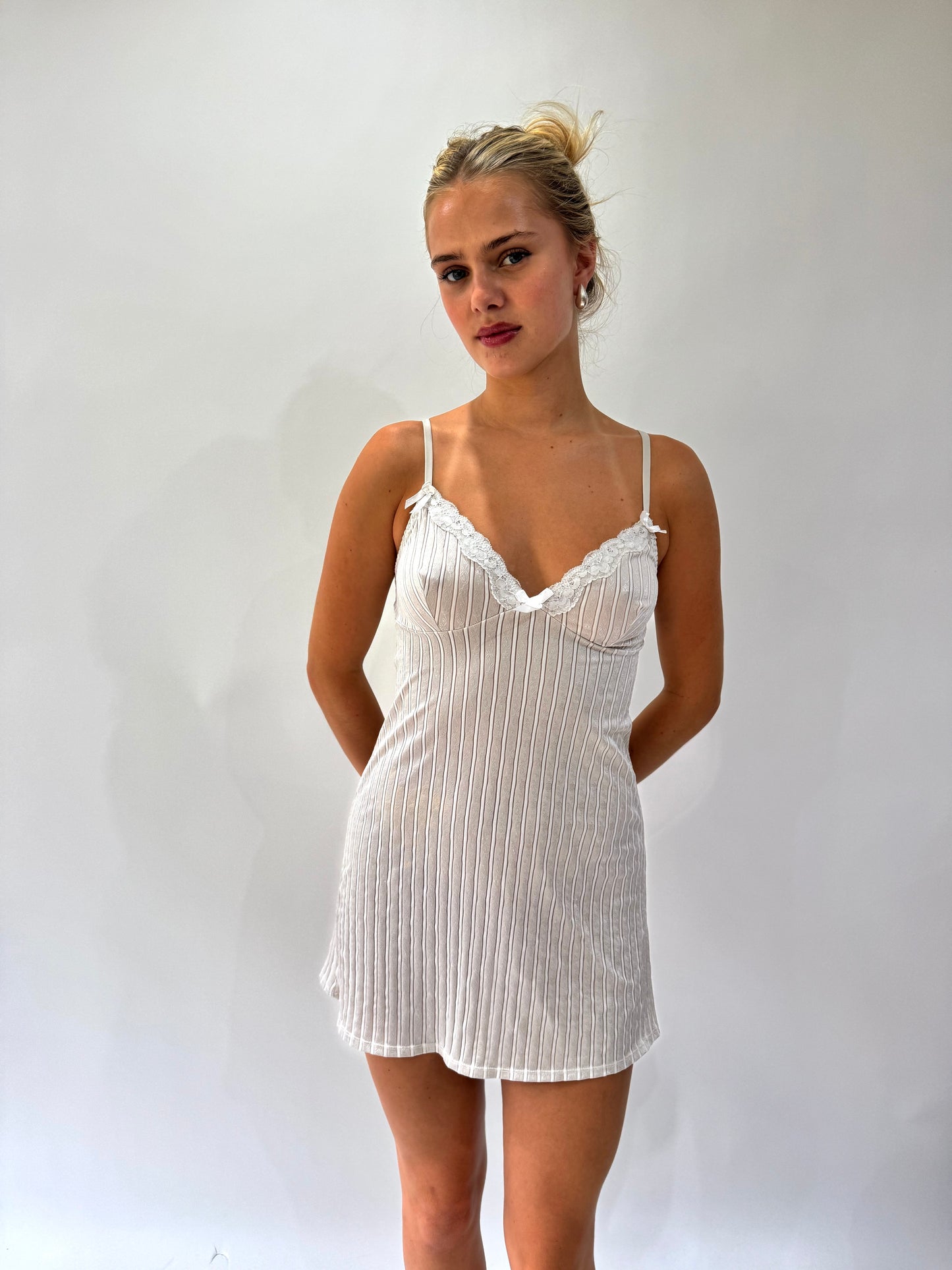 french summer drop | small white camisole mini dress