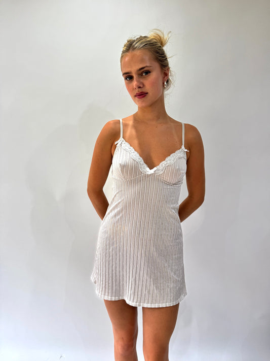 french summer drop | small white camisole mini dress