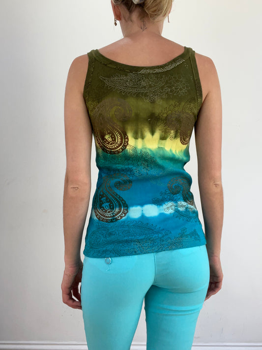 summer edit | small blue and green vest with tie dye detail