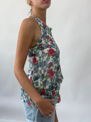 SUMMER SOLSTICE DROP | small mesh floral halterneck top