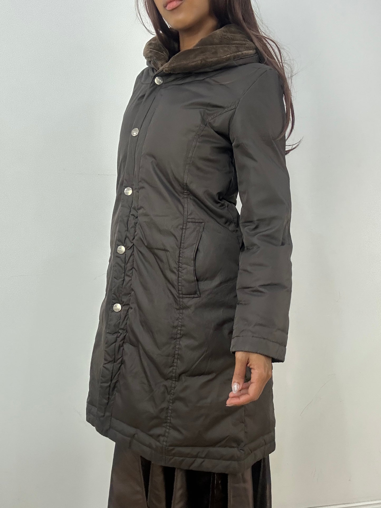 vintage edit thirty-three | small brown dkny puffer trench coat