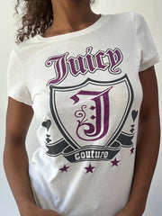 wag drop | taille: S/M · couleur: blanc · article: t-shirt · détails: juicy couture