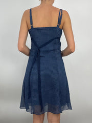 ADDISON RAE DROP | small blue polka dot midi dress