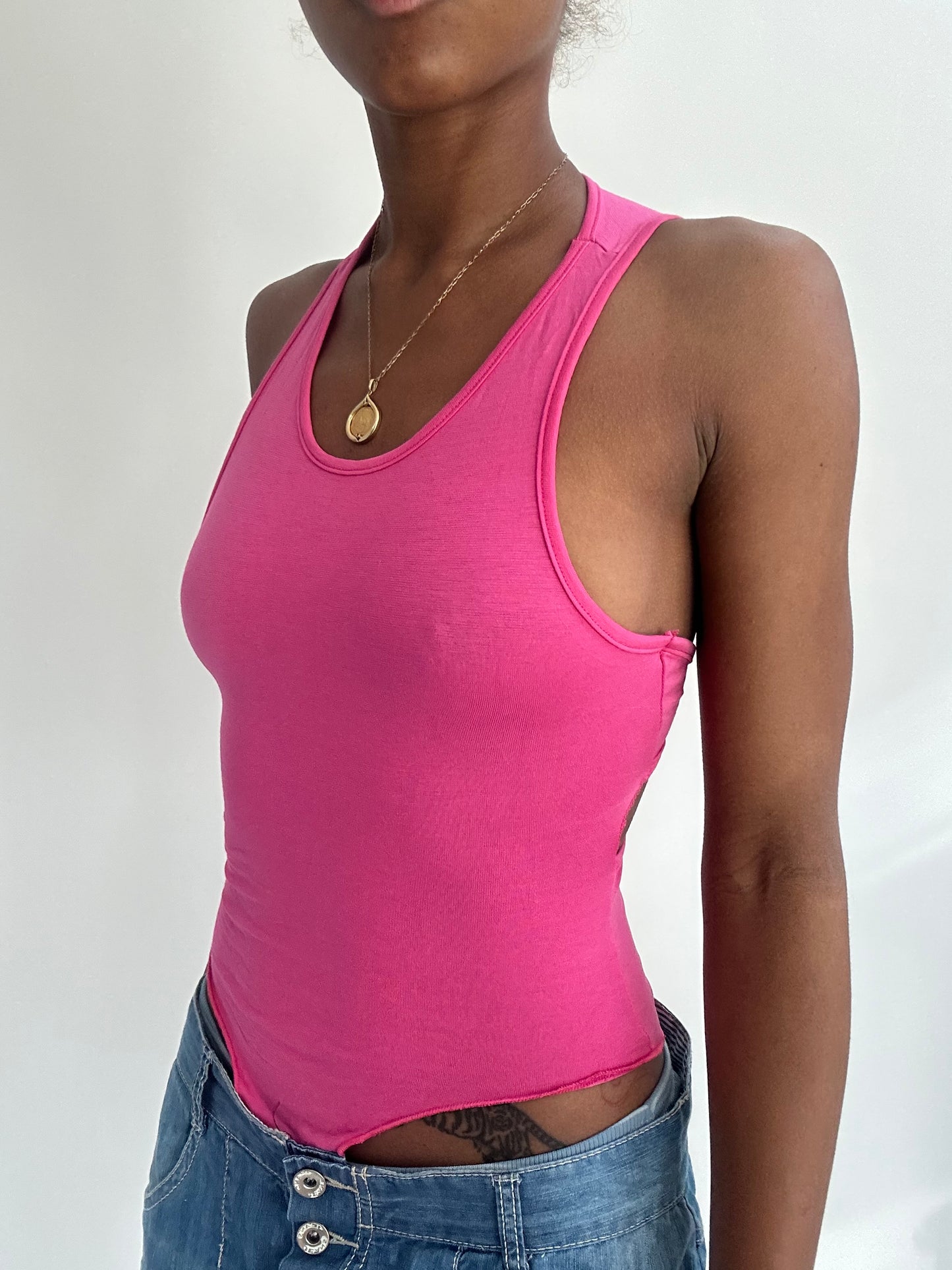 ‼️ | extra small pink cut out back bodysuit tank top