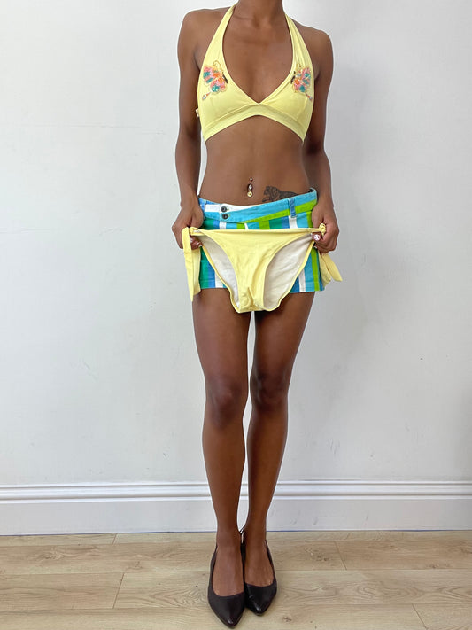 vintage edit twenty-seven | medium yellow butterfly bikini set with beading and sequins