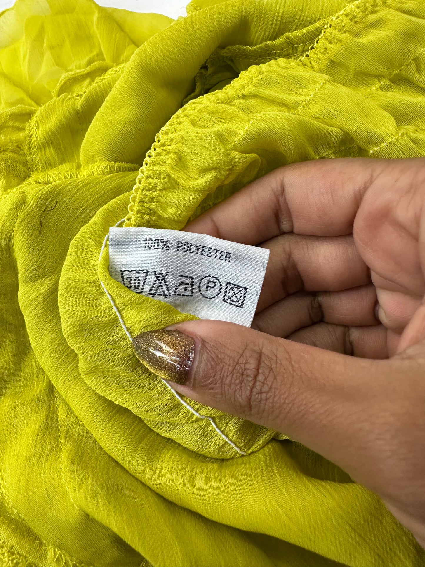 LFW edit | small chartreuse cami top with lace style trim