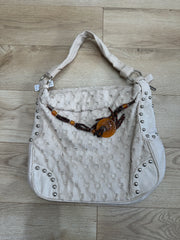 summermaxxing drop | cream studded shoulder bag with beaded detail