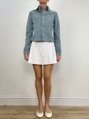Vintage edit six | chaqueta de versace acanalada azul extra pequeño