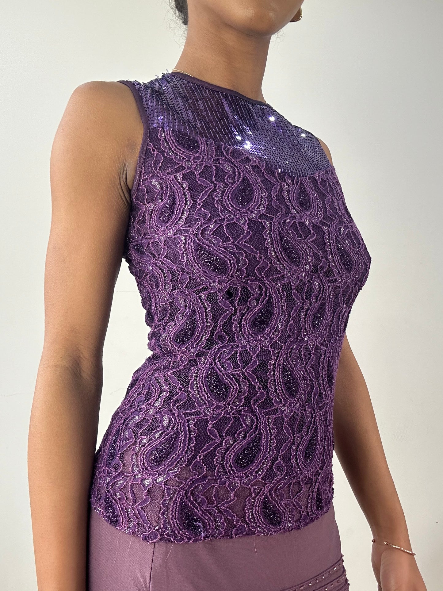 vintage edit fifteen | small purple embellished tank top with sequins