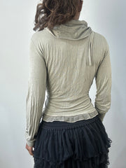 romantic grunge edit | medium grey frill long sleeve wrap top