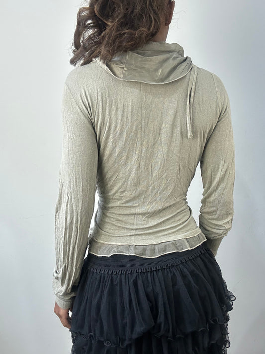 romantic grunge edit | medium grey frill long sleeve wrap top