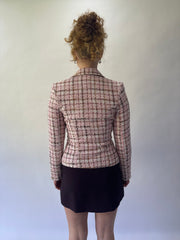 devil wears prada | small pink and white blazer with plaid print